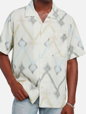 NN07 Men's Beige Julio Printed Camp Button Down Shirt Size XL